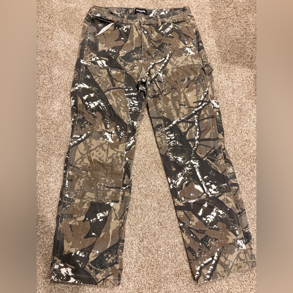 RSQ Men's Camouflage Cargo Pants - Brown, Black, White